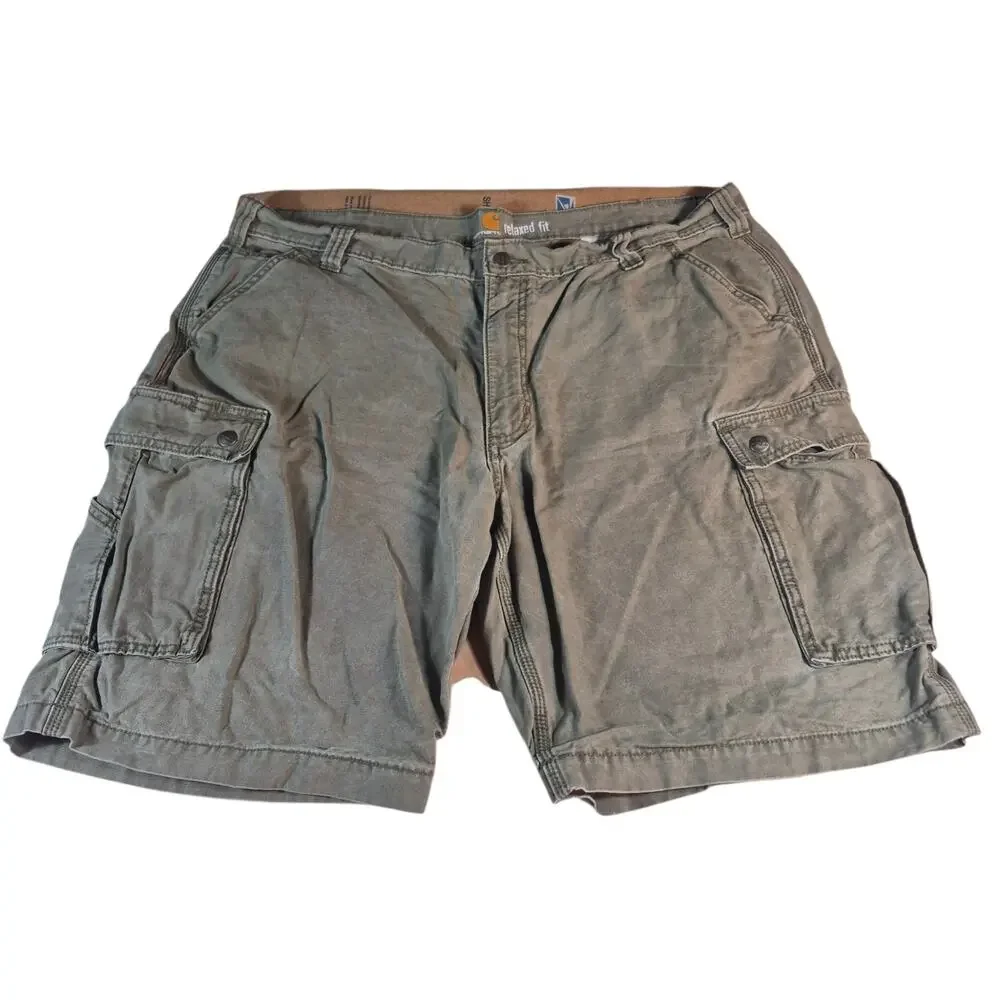 Carhartt Men's Loose Fit Canvas Cargo Shorts Amy Green Size 42